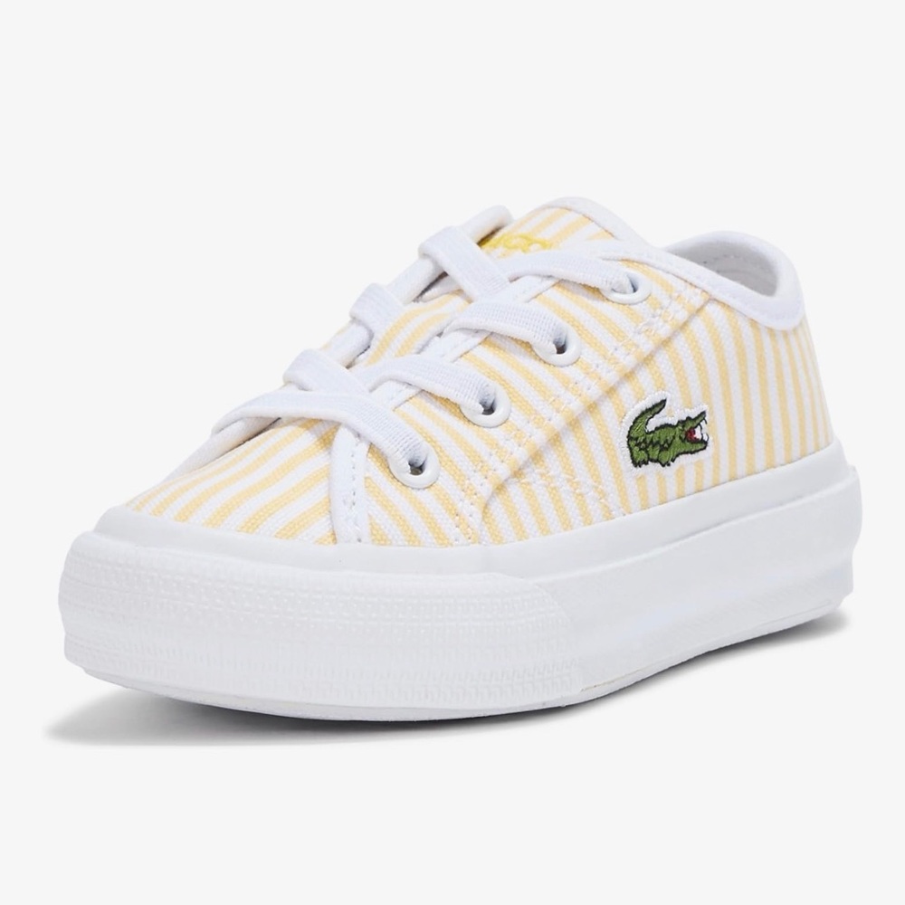 Lacoste Kids' Striped Yellow and White Sneakers